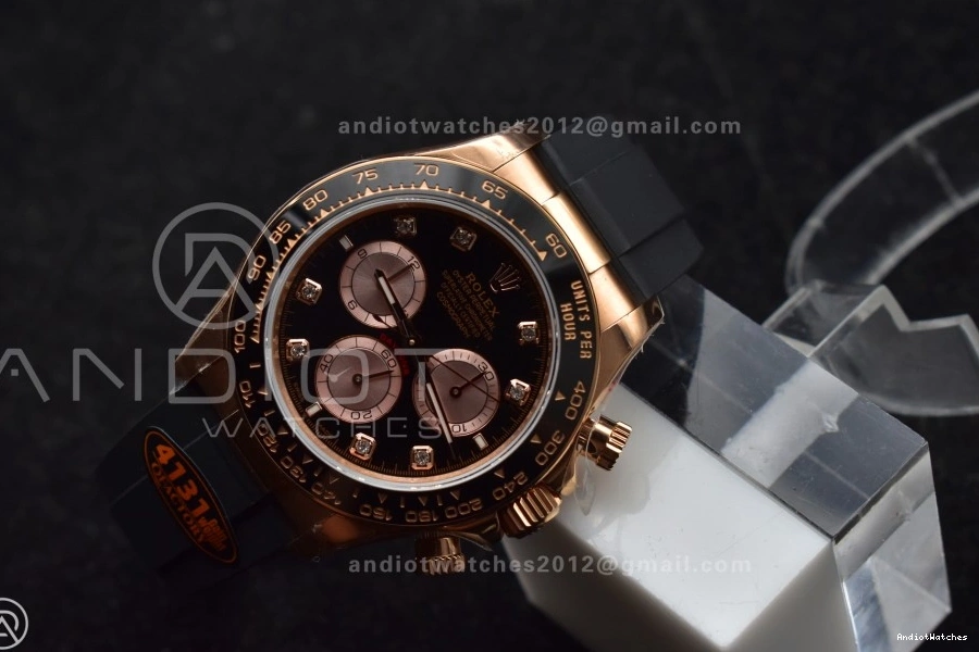 WaterResistant 1:1 Best V6 Diamonds Daytona SH4131 Edition (Weighted) RG QF Strap 801 on Dial 126515 Oysterflex Black 0711